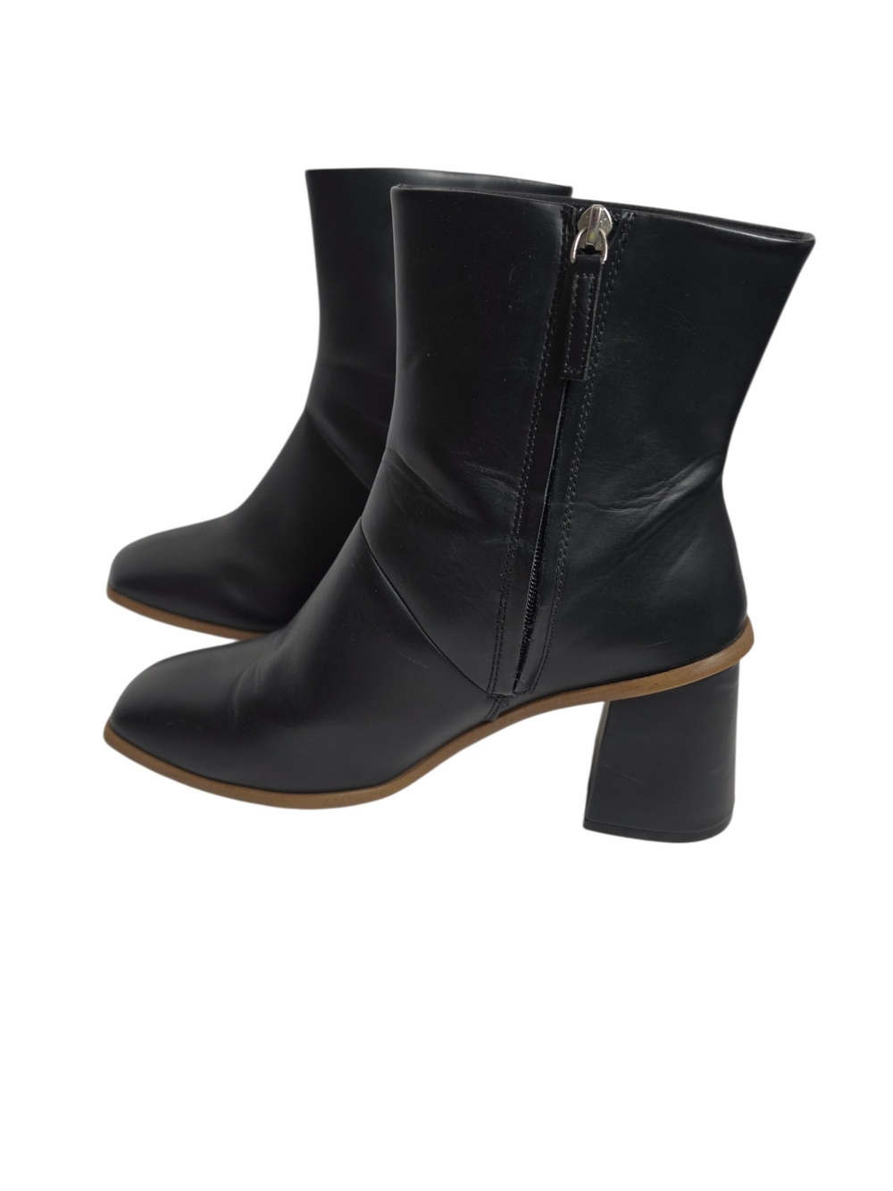 Time and Tru Black Ankle Boots Women's Size 11 Side Zip Block Heel Booties